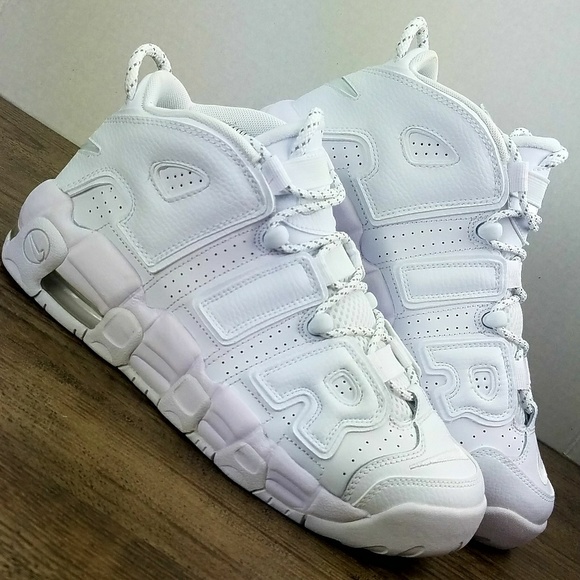 nike uptempo triple white